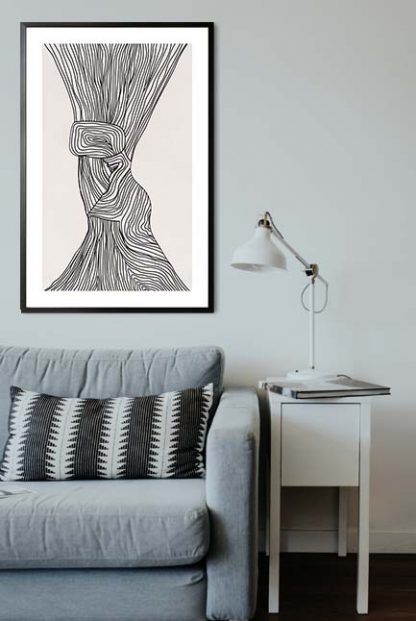 Abstract doodle lines poster in interior