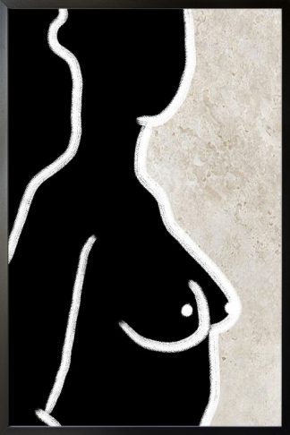 Nude lady brush stroke and textured background poster