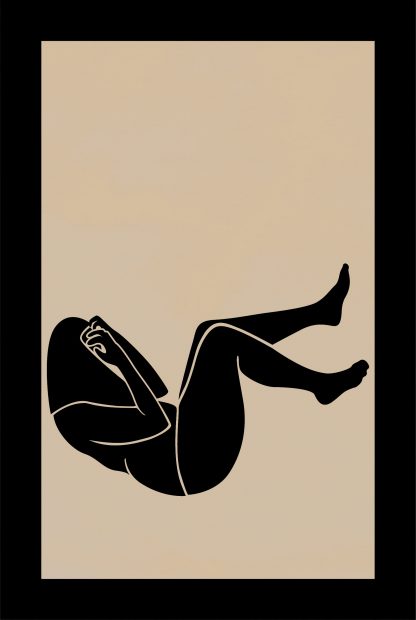 Chubby sad lady in black border poster