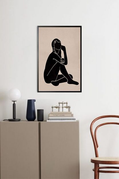 Artistic pose of lady poster in interior