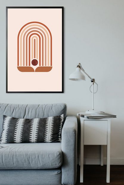 Graphical rainbow with circle poster in interior