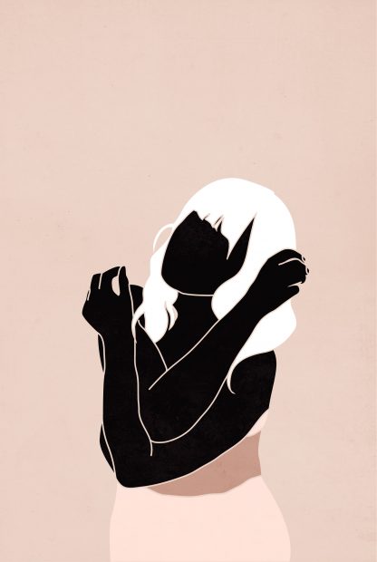 Minimal black woman in pink tone poster