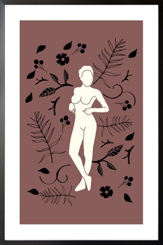 Lady on botanical pattern 4 poster