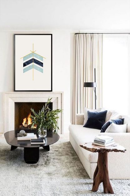 Geometric art arrow with texture poster in interior