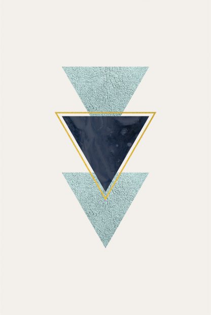 Geometric art triangle with texture poster