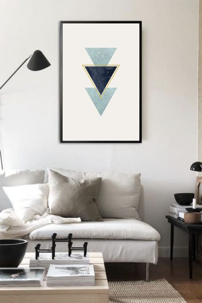 Geometric art triangle with texture poster in interior