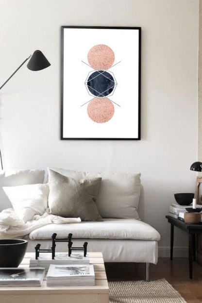 Geometric art 3 circle with texture poster in interior