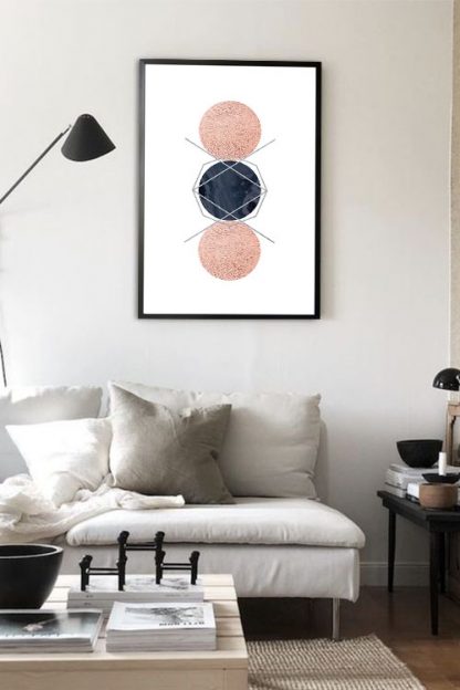 Geometric art 3 circle with texture poster in interior