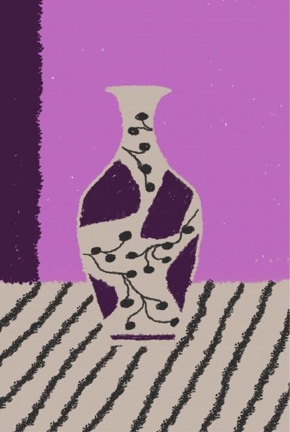 sketch of vase violet tone poster