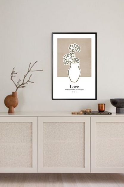 Love flower vase poster in interior