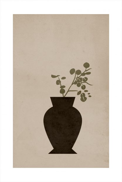 Grunge texture plant on vase poster