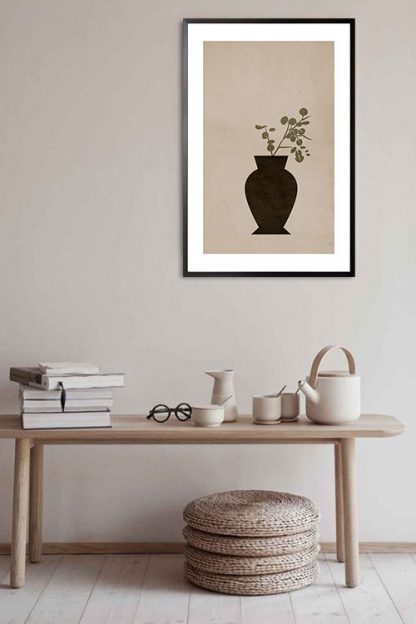 Grunge texture plant on vase poster in interior