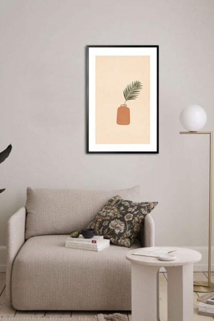 Grunge texture plant on bottle vase poster in interior
