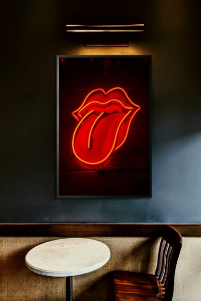 Neon Rolling stone sign poster in interior