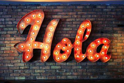 Neon hola sign poster