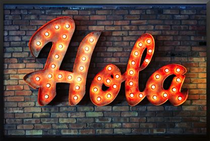 Neon hola sign poster