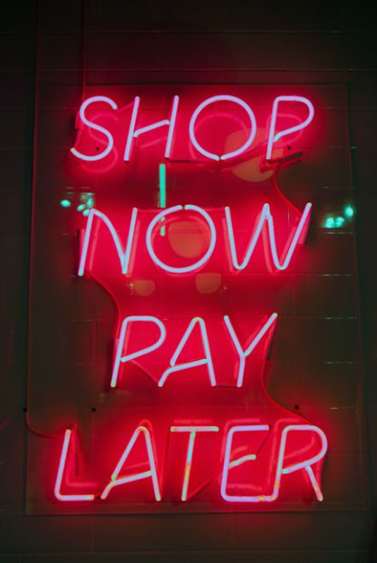 Neon shop now pay later poster