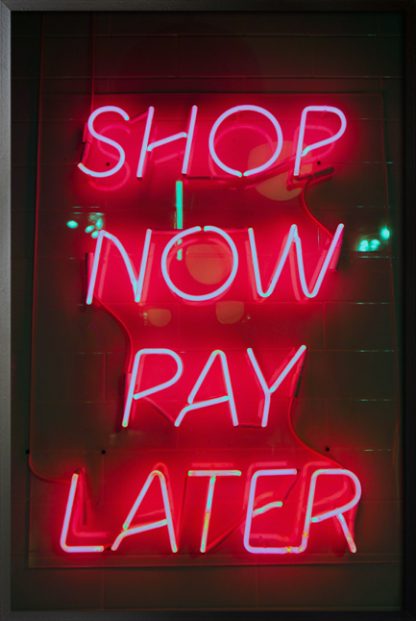 Neon shop now pay later poster