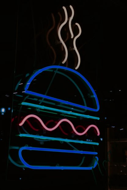 Neon burger sign poster