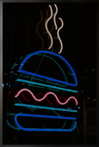 Neon burger sign poster