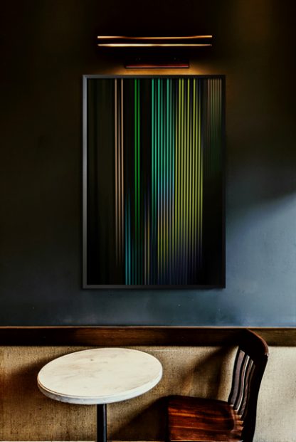 Neon vertical shade green color poster in interior