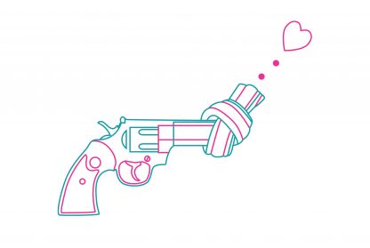 Non violence gun line art with heart poster