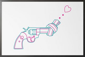 Non violence gun line art with heart poster