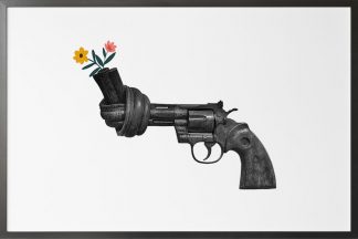 Non violence gun sculpture with flower poster