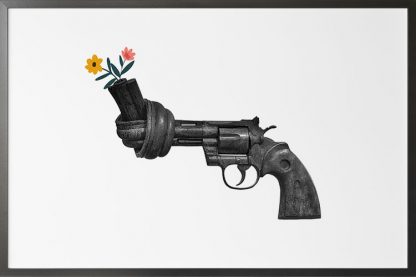 Non violence gun sculpture with flower poster
