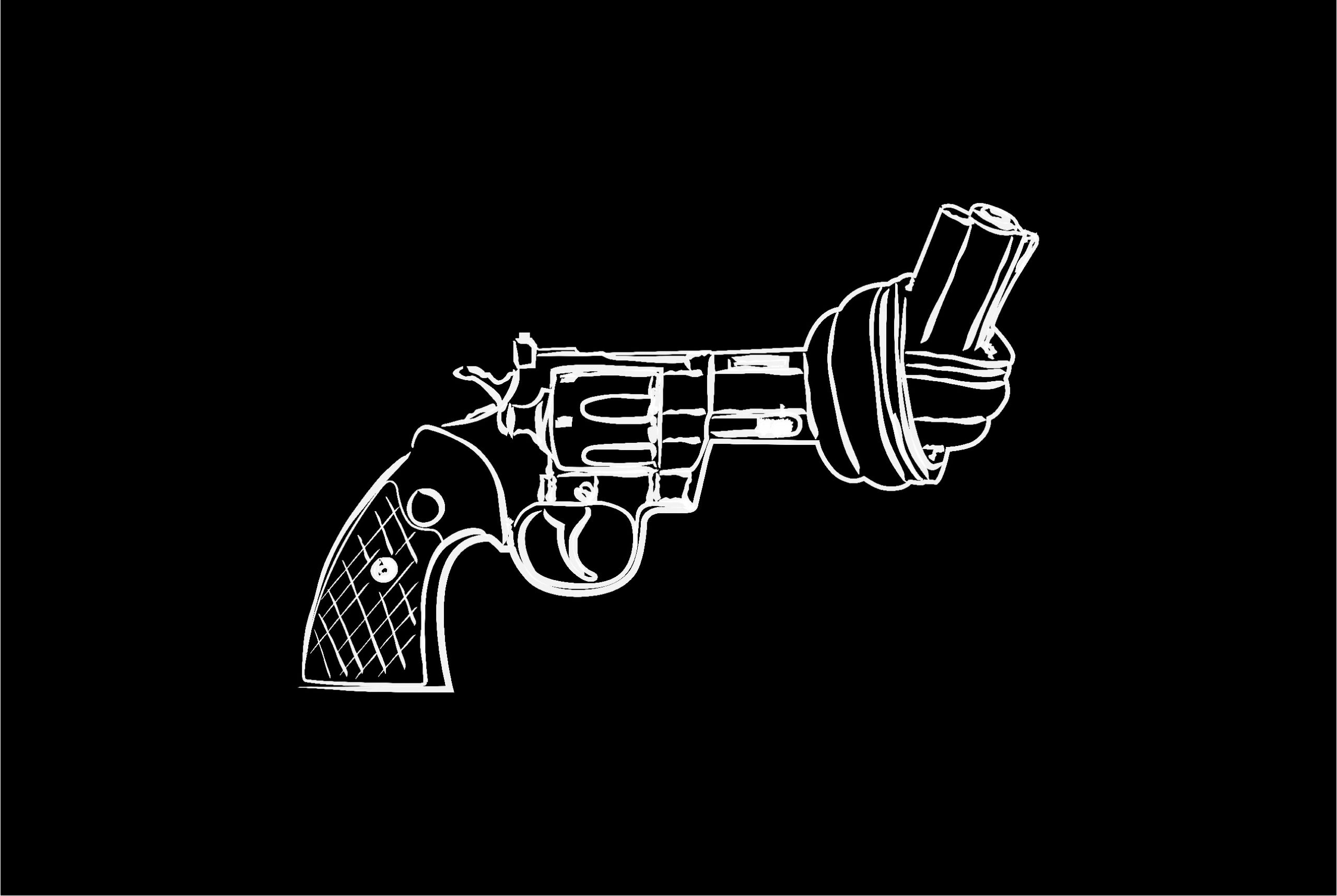Non violence gun line art on black background poster - Artdesign