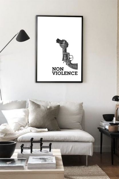 Non violence gun aesthetic poster in interior