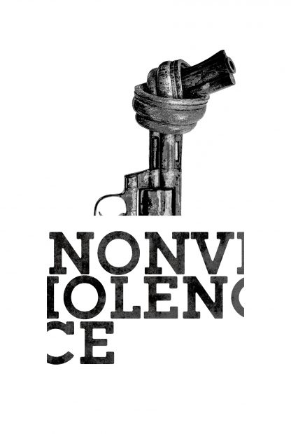 Non violence gun and typography poster