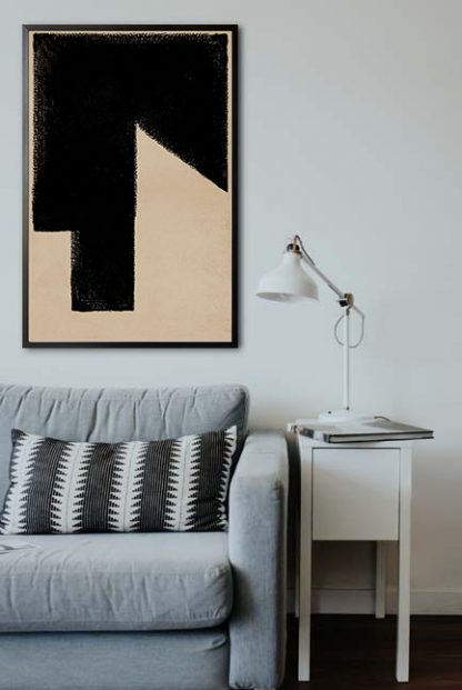 Mid Century art shape Black print no. 1 poster in interior