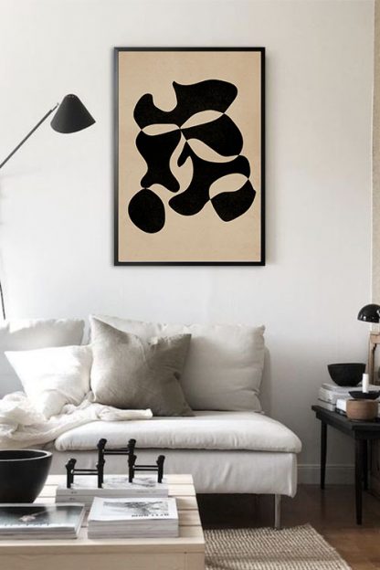 Mid Century art shape Black print no. 3 poster in interior