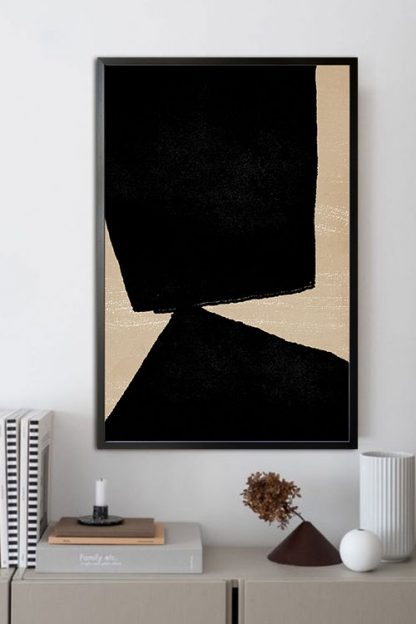 Mid Century art shape Black print no. 4 poster in interior