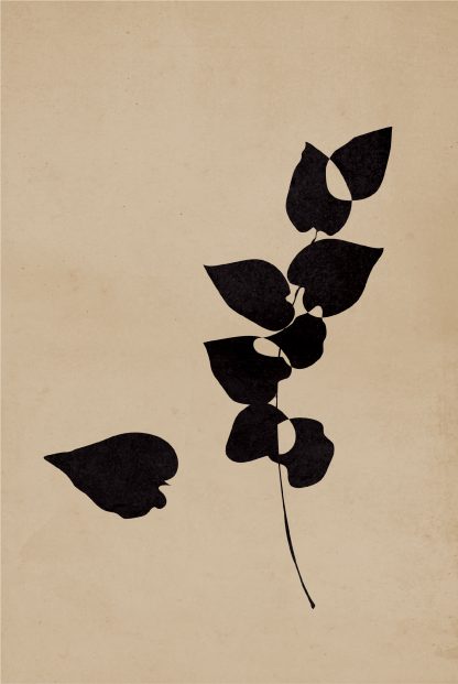 Mid Century art Black leaves poster