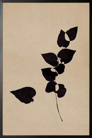 Mid Century art Black leaves poster
