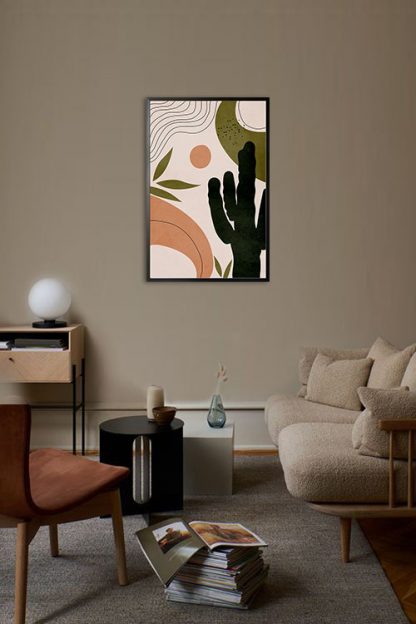 Drawn shapes and cactus no. 2 poster in interior
