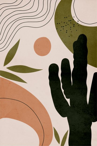 Drawn shapes and cactus no. 2 poster