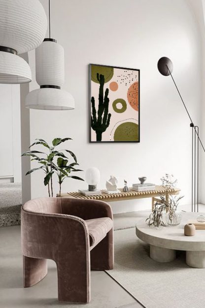 Drawn shapes and cactus no. 3 poster in interior