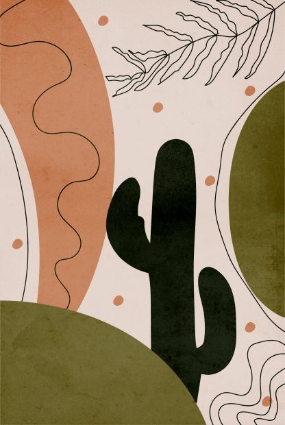 Drawn shapes and cactus no. 4 poster