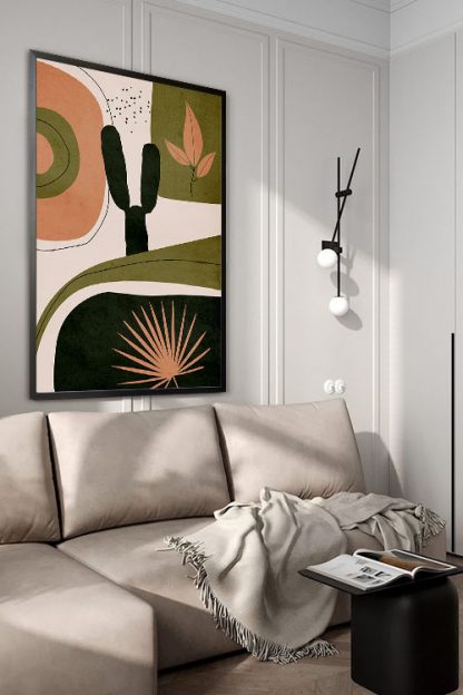 Drawn shapes and cactus no. 5 poster in interior