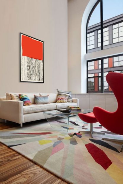 Modern abstract Orange black poster in interior