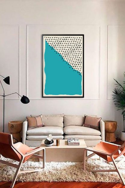 Modern abstract Teal black poster in interior