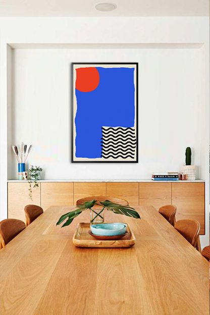Modern abstract Orange blue black in interior