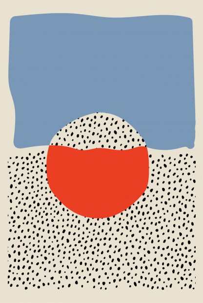 Modern abstract Orange Carolina blue black poster