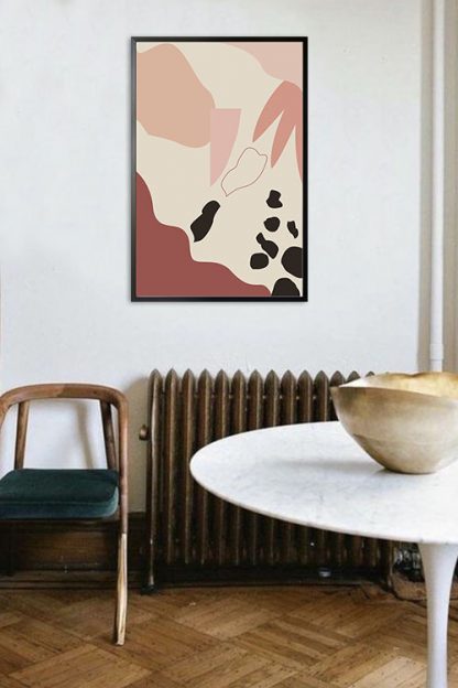 Shade of pink art shapes no. 2 poster in interior