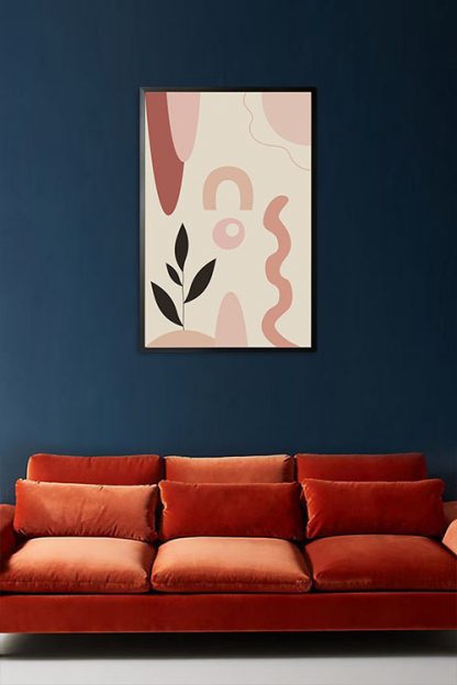 Shade of pink art shapes no. 3 poster in interior