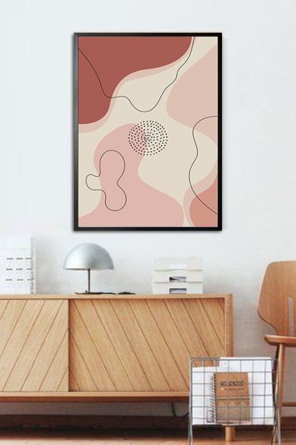 Shade of pink art shapes no. 4 poster in interior