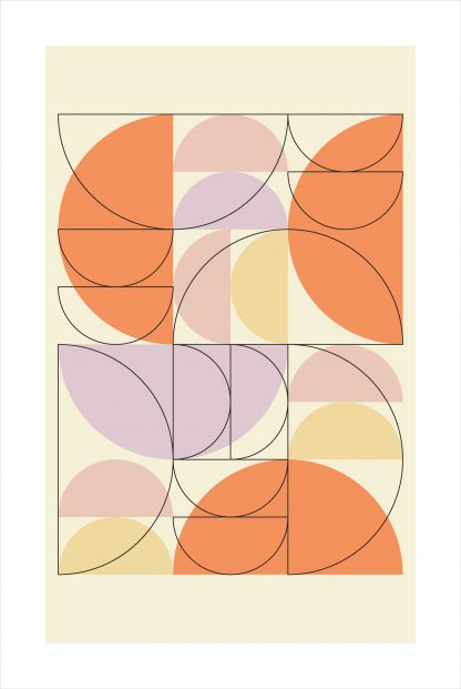 Orange tone half circle and outline poster